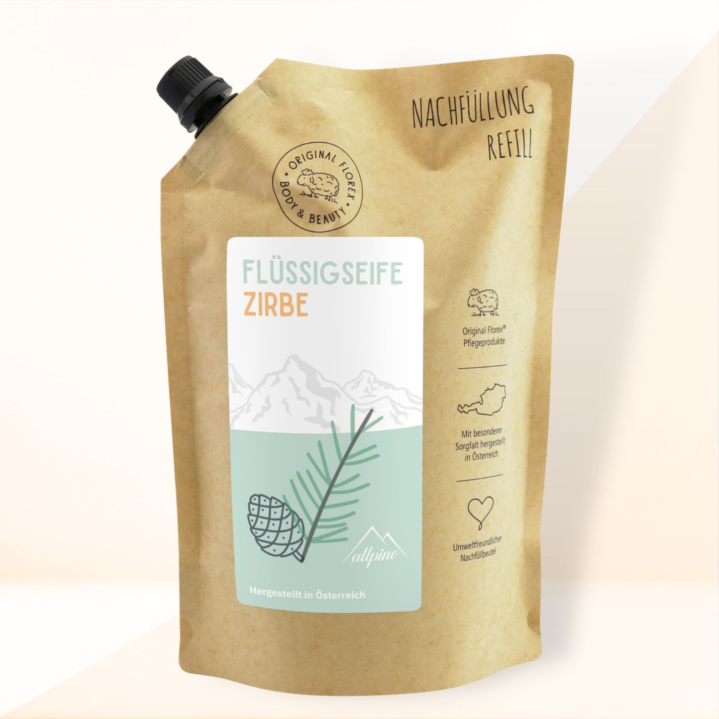 Nachfüllbeutel 1L Flüssigseife | Zirbelkiefer